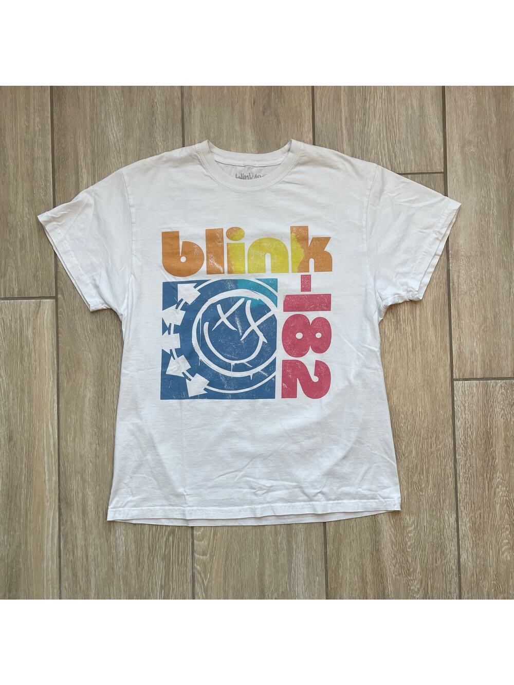 blink-182 Graphic Band T Shirt Mens L White Logo Short Sleeve Tee